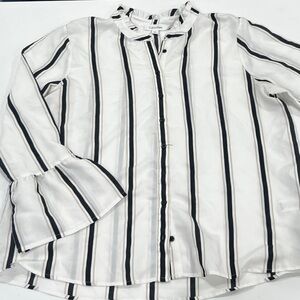 Calvin Klein White Button-Down Shirt with Black Stripes